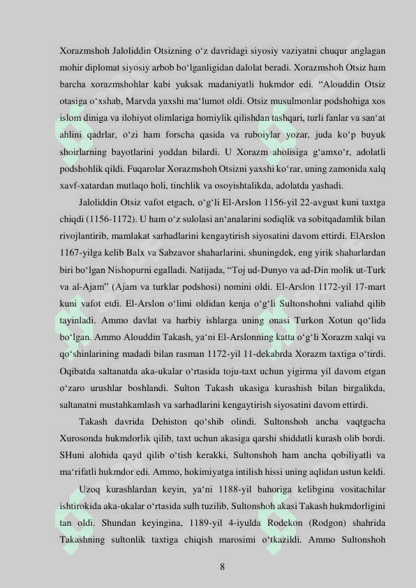 Xorazmshohlar davlati va Mo‘g‘ullar davlati o‘rtasidagi munosabatlar 8
