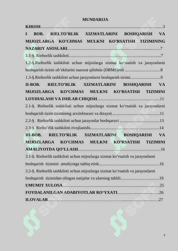 RIELTO’RLIK XIZMATLARINI BOSHQARISH VA MIJOZLARGA KO’CHMAS MULKNI KO’RSATISH TIZIMINING NAZARIY ASOSLARI 2