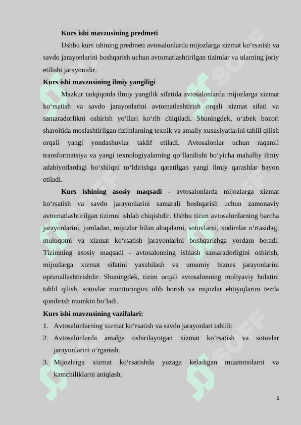 AVTOSALONDA  SAVDO VA MIJOZLARGA XIZMAT KO’RSATISH JARAYONLARINI OPTIMALLASHTIRISH   TIZIMINING NAZARIY ASOSLARI 5