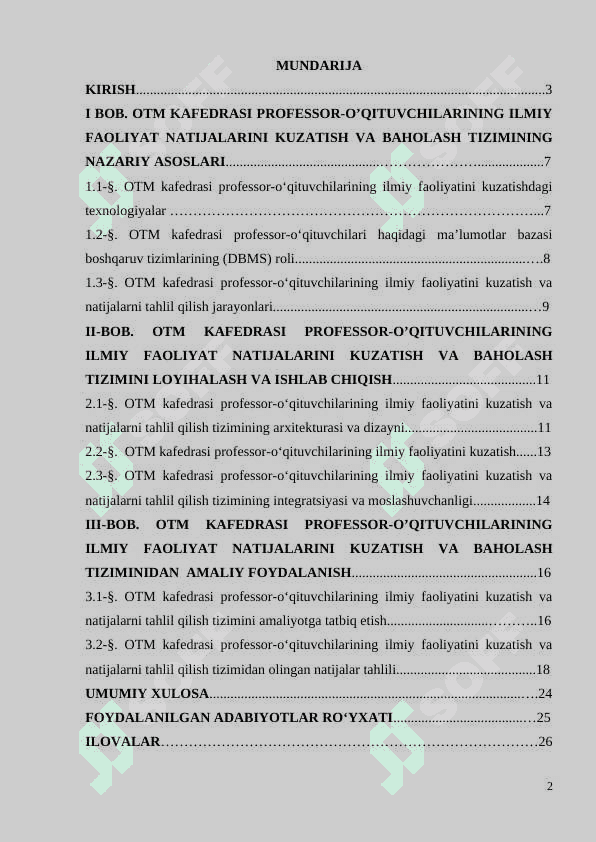 OTM KAFEDRASI PROFESSOR-O’QITUVCHILARINING ILMIY FAOLIYAT NATIJALARINI KUZATISH VA BAHOLASH TIZIMINING  NAZARIY ASOSLARI 2