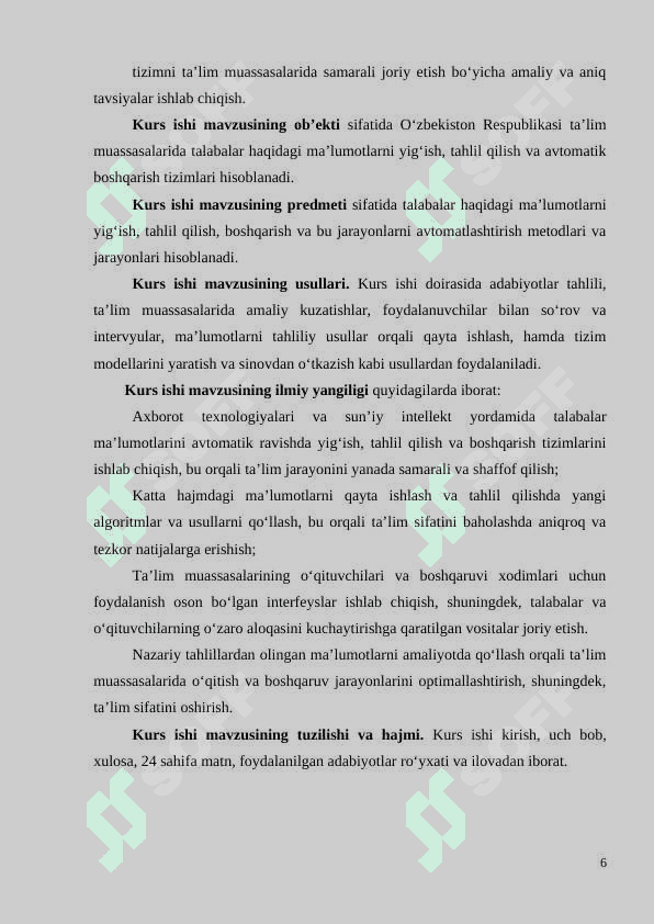 . TALABALAR TURAR JOYINI BOSHQARISH VA JOYLARNI ELEKTRON TARZDA AJRATISH TIZIMINING  NAZARIY 6
