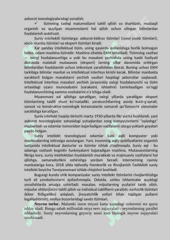 RAQAMLI IQTISODIYOTDA NEYROTEXNOLOGIYALAR VA SUNIY INTELLEKT 2