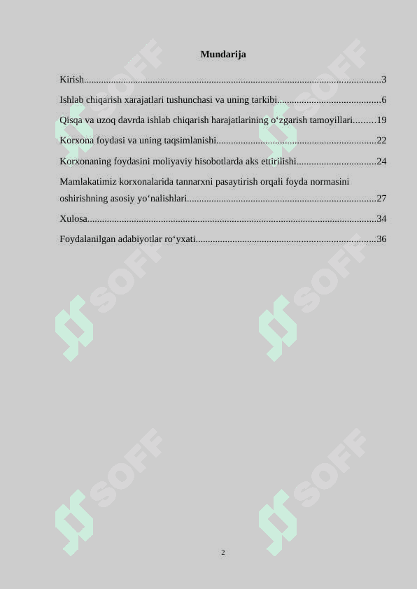 Korxona foydasining taqsimlanishi va ishlatilishi 2