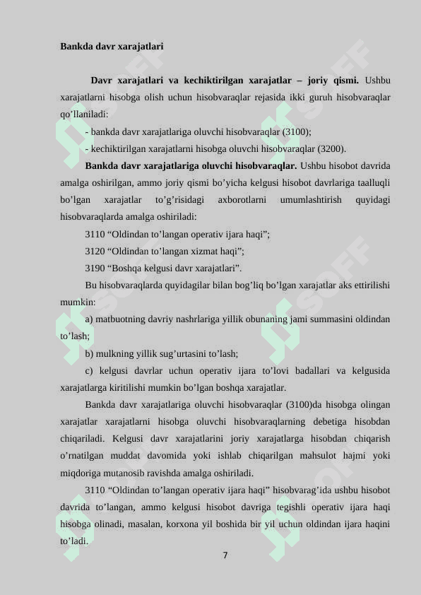 “Bankda davr xarajatlari xisobi ” 7