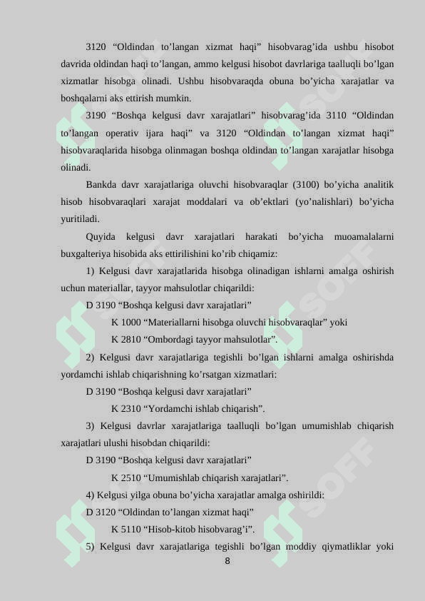 “Bankda davr xarajatlari xisobi ” 8