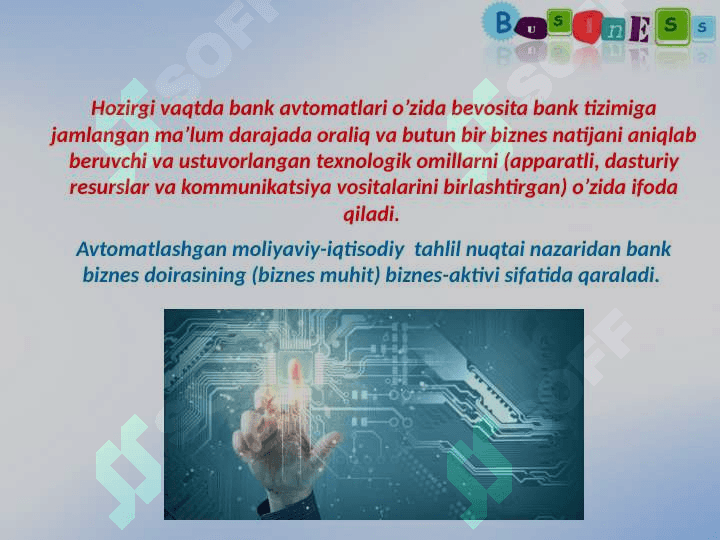 Avtomatlashgan sistema bank tizimida 6