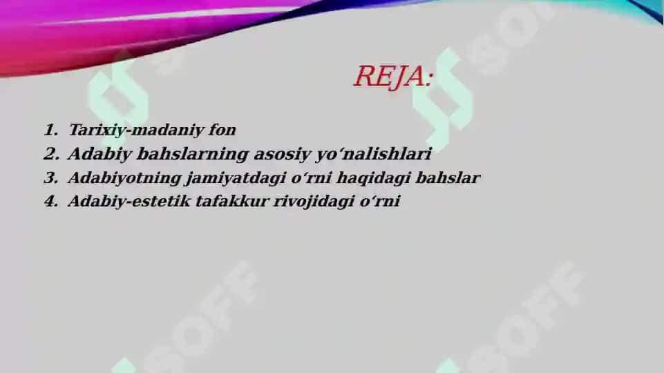 XX asr boshidagi adabiy bahslar va ularning adabiy-estetik tafakkur rivojidagi o'rni 2