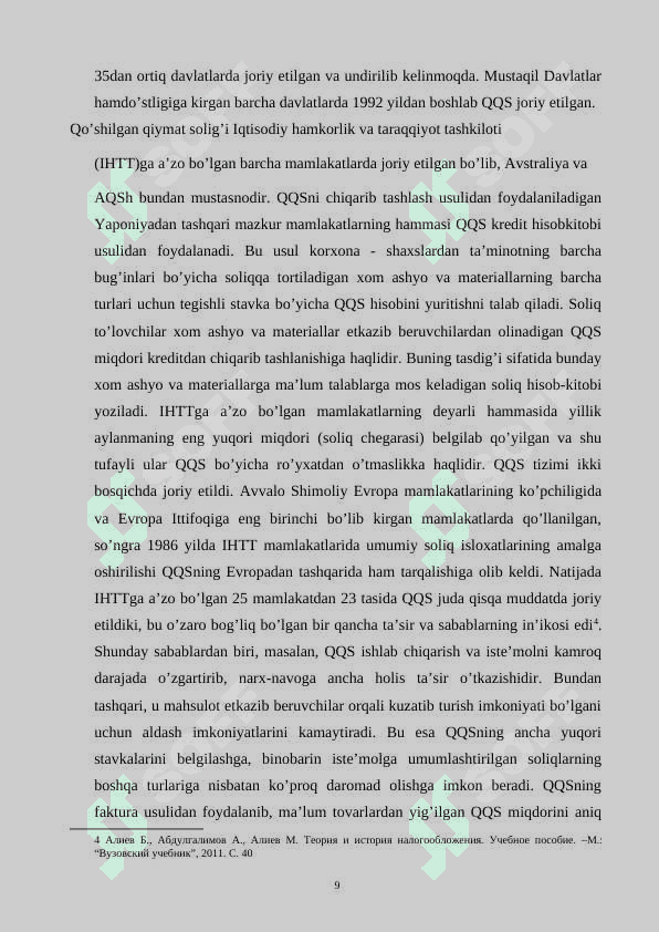 O'ZBEKISTON RESPUBLIKASI HUDUDIGA IMPORT QILINADIGAN TOVARLARGA NISBATAN QO'SHILGAN QIYMAT SOLIG'INI HISOBLASH VA BUDJETGA TO'LASH TARTIBINI TAKOMILLASHTIRISH 8