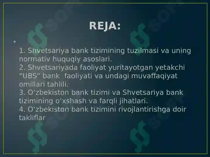 SHVETSARIYA BANK TIZIMI 2