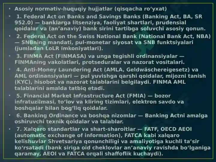 SHVETSARIYA BANK TIZIMI 3