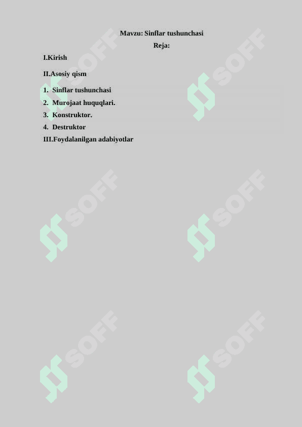 Sinflar tushunchasi 2