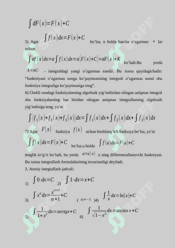 Aniqmas integralga doir individual topshiriqlar yechish 3