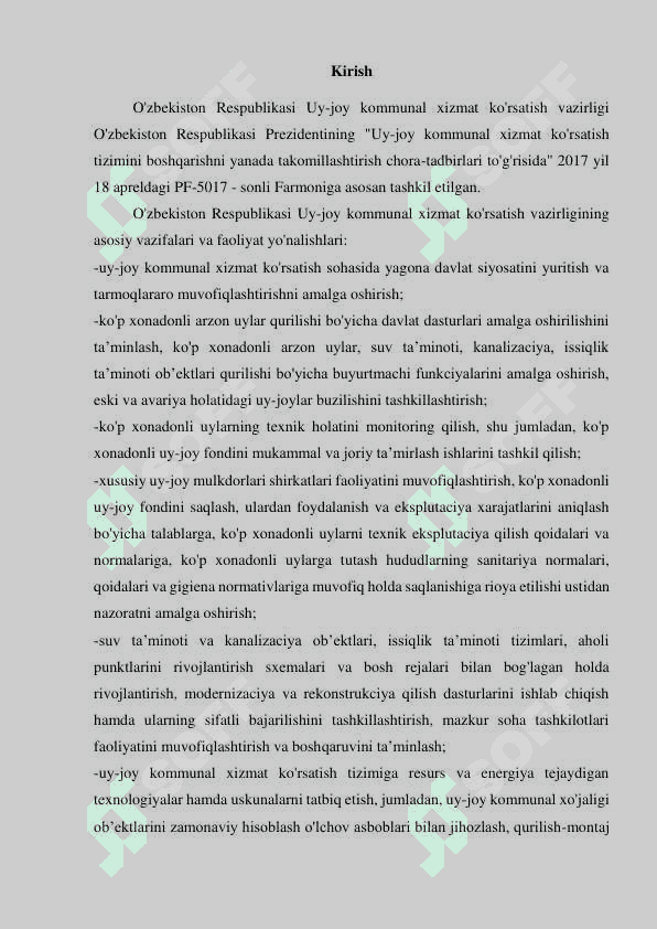Oʼzbekiston Respublikasi Uy-joy kommunal xizmat koʼrsatish vazirligi 2