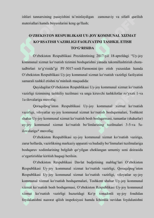 Oʼzbekiston Respublikasi Uy-joy kommunal xizmat koʼrsatish vazirligi 3
