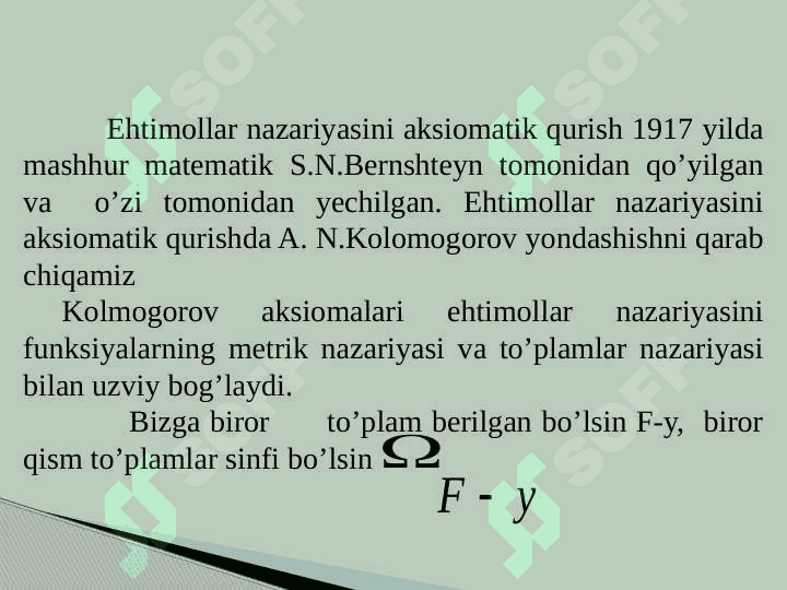 EXTIMOLLAR NAZARIYASINING ASOSIY TUSHUNCHALARI.EMENTLAR XODISALAR FAZOSI 3