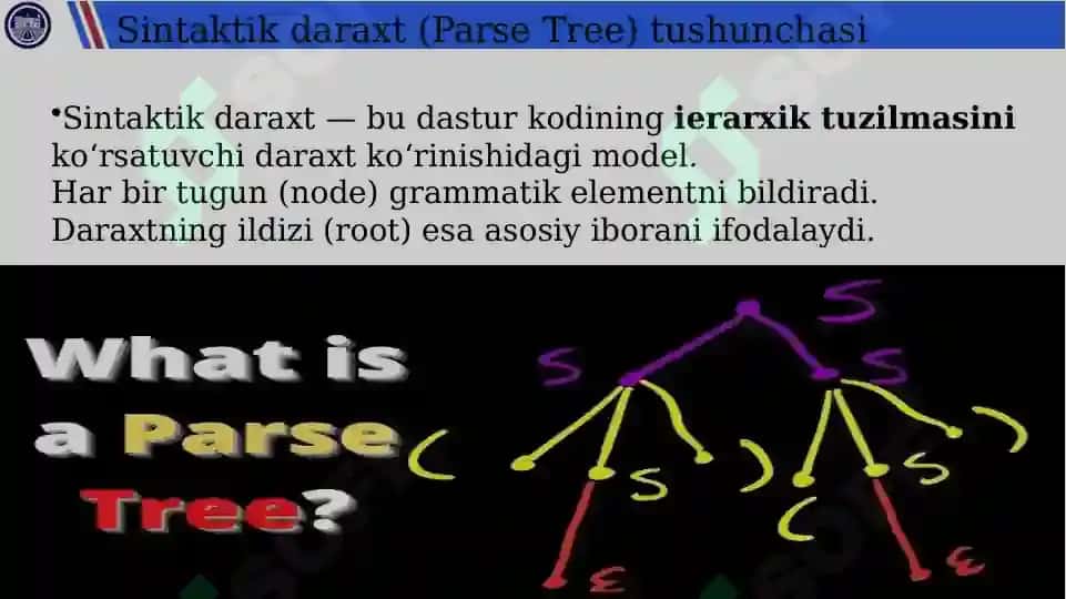 Sintaktik daraxtlar va intermediate (oraliq) kodlar 4