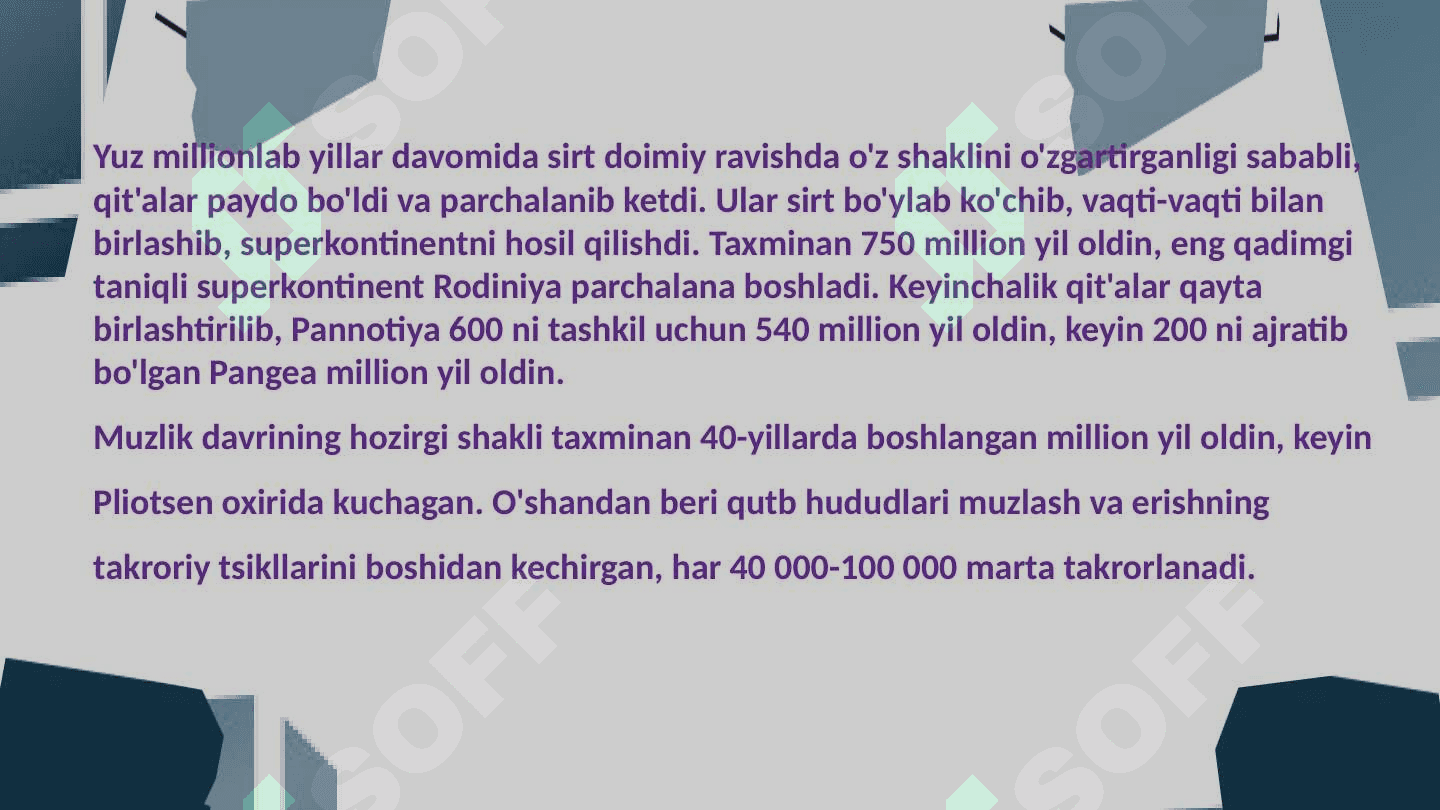Yer sayyorasi va uning evolyutsiyasi 4