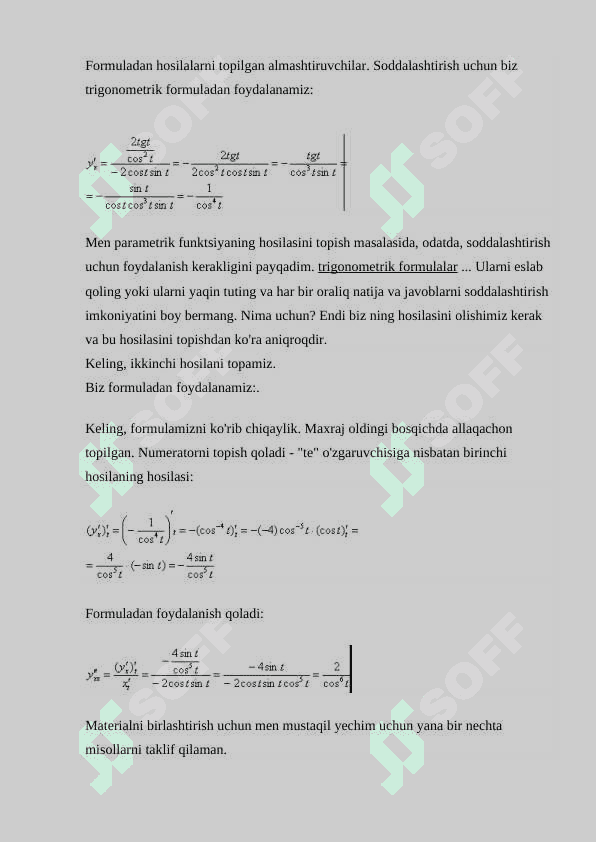 Parametrik ko’rinishda berilgan funksiyalarni tekshirish 5