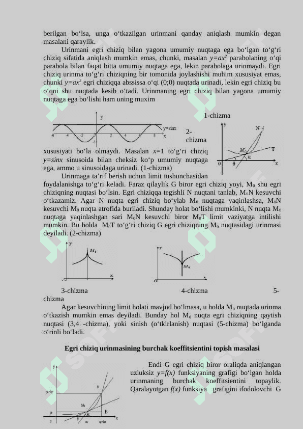 Parametrik tenglama bilan berilgan chiziq urinmasi va normali tenglamalari 4
