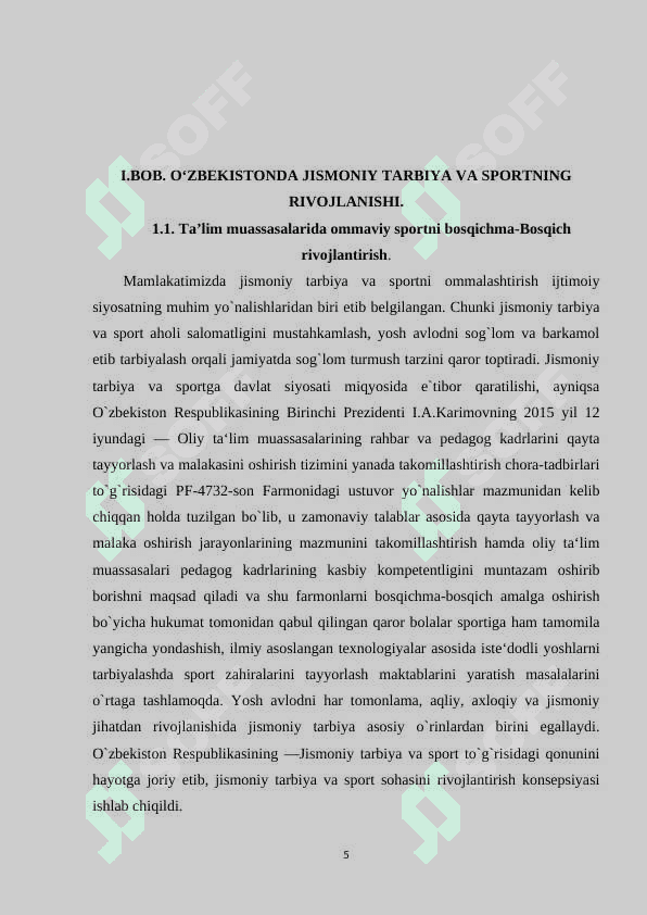 O‘QUV MUASSASALARIDA OMMAVIY SPORT SOG‘LOMLASHTIRISH ISHLARIDA HARAKATLI O‘YINLAR VOSITASI SIFATIDA. 5