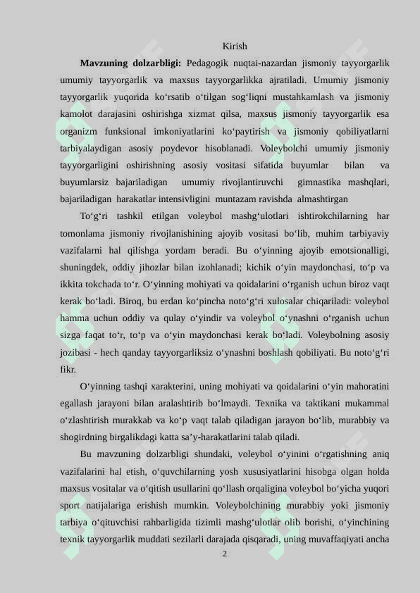 O‘QUVCHILARGA VOLEYBOL TEXNIKASINI O‘RGATISH 2