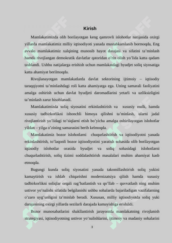 HOZIRGI SHAROITDA O`ZBEKISTON RESPUBLIKASIDA BYUDJET SOLIQ SIYOSATINING AMALDAGI HOLATI 3