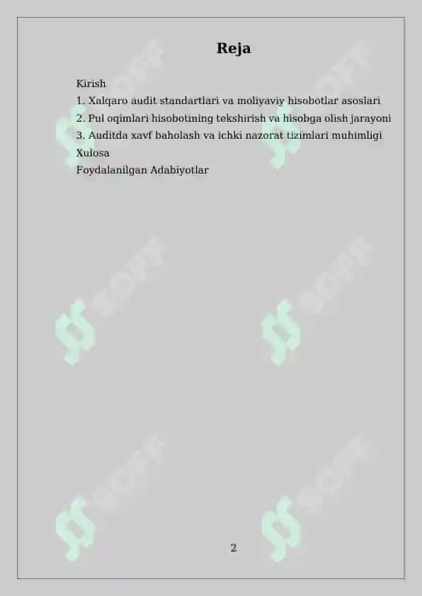 Pul oqimlari to‘g‘risidagi hisobot auditi 2