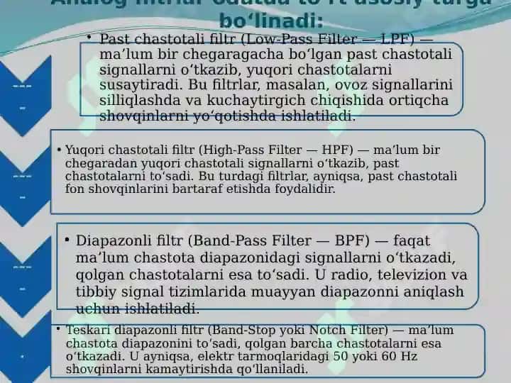 Analogik diskret va raqamli filtirlar 7