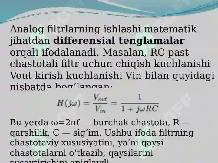Analogik diskret va raqamli filtirlar 8