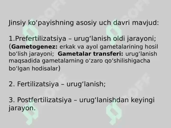embriologiya jinsiy hujayralar uruglanish maydalanish 4