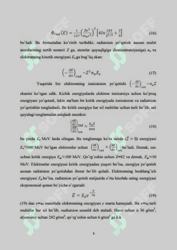 ELEKTRONLARNING RADIATSION TORMOZLANISHI. 8