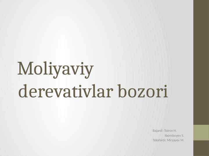 Moliyaviy derevativlar bozori