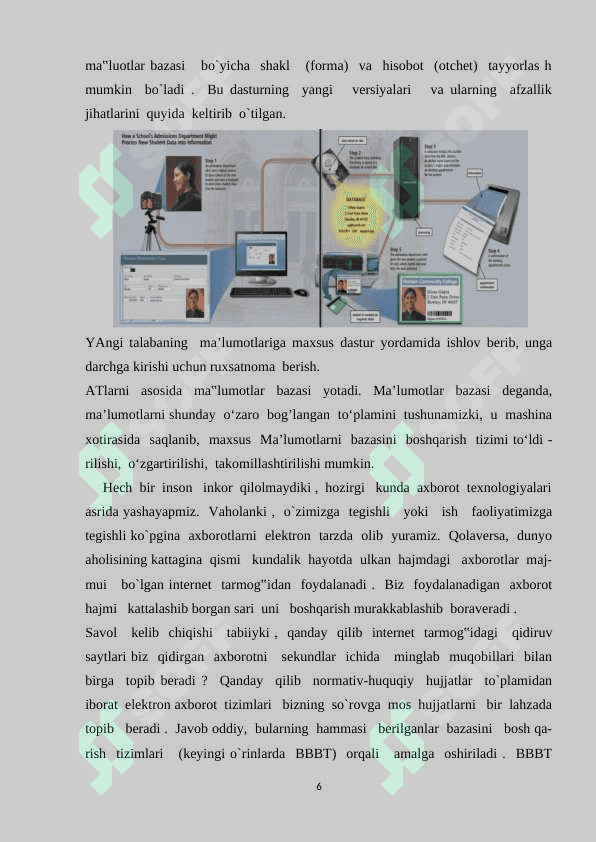 MA’LUMOTLAR BAZASI TEXNOLOGOYALARI 6