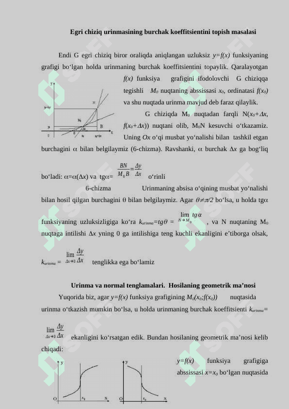 Parametrik tenglama bilan berilgan chiziq urinmasi va normali tenglamalari. 6