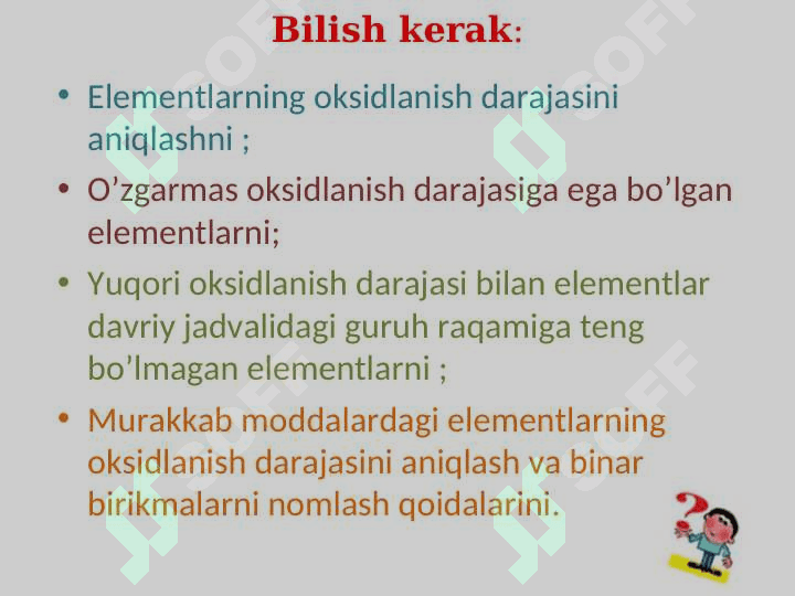 Elementlarning oksidlanish darajasi 3