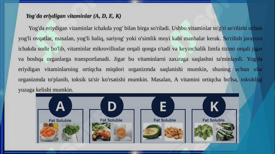 Tabiiy va suniy vitaminlarni metabolizmi va ekskresiyalanishi 5