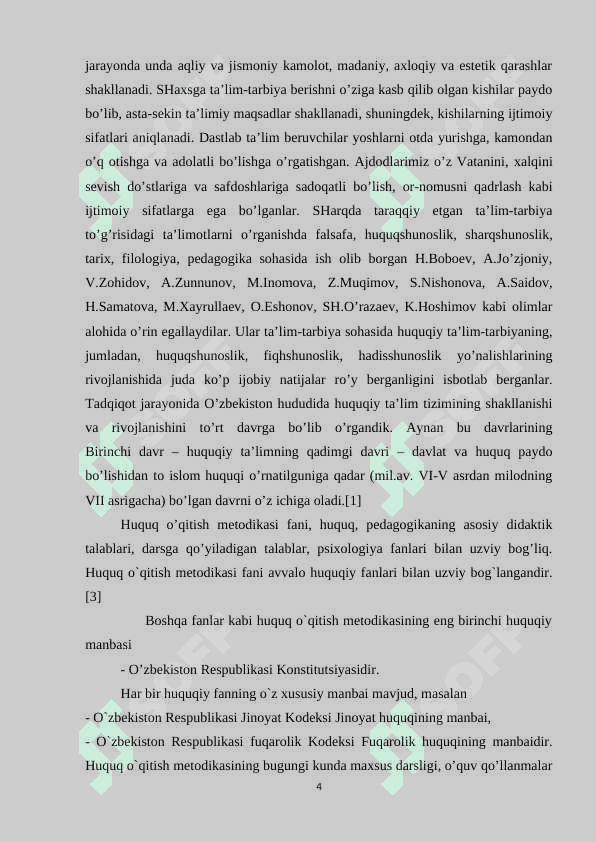 Huquq fanlarini o’qitishning  metodi va klafikatsiyasi 4