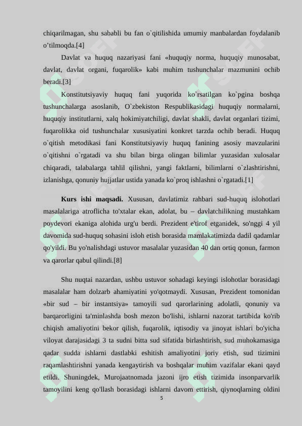 Huquq fanlarini o’qitishning  metodi va klafikatsiyasi 5