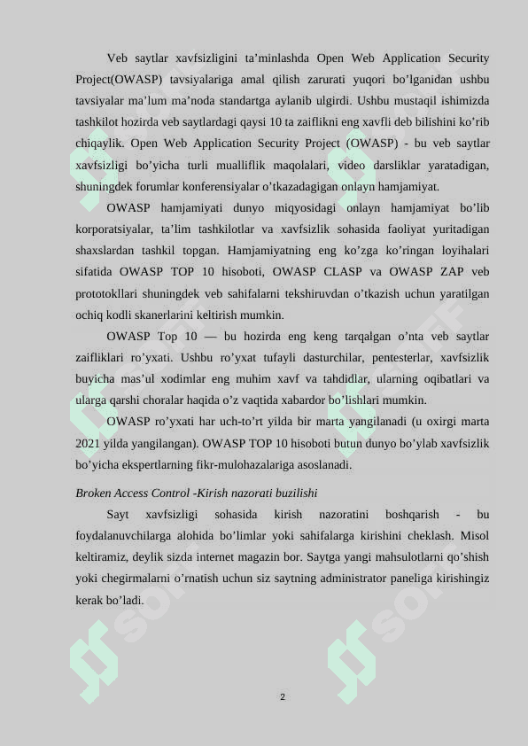 Web ilovalarining zaifliklarini aniqlash usul va vositalar tahlili (tahlili keltirilgan bo’lishi kerak) 2