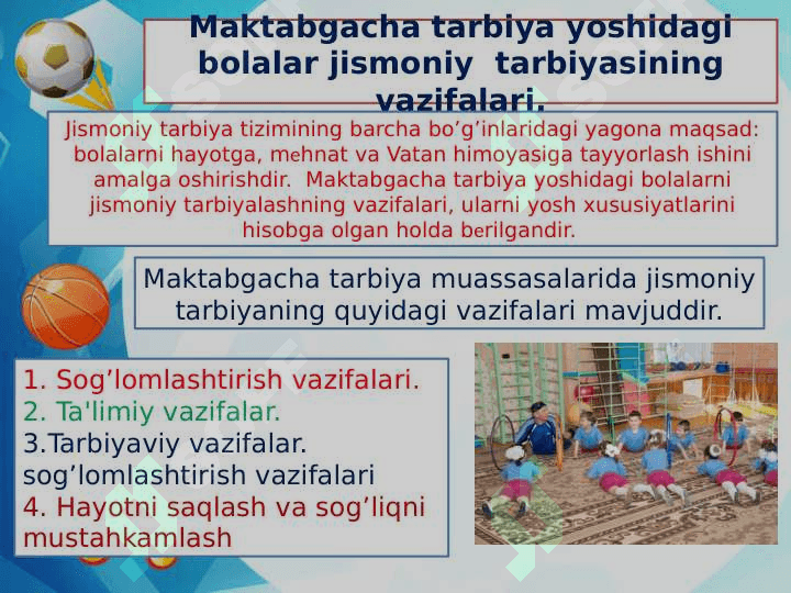 Maktabgacha yoshdagi bolalar jismoniy tarbiya berish 7