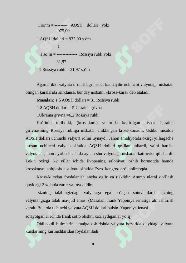 TIJORAT BANKLARINING VALYUTA OPERATSIYALARI 8