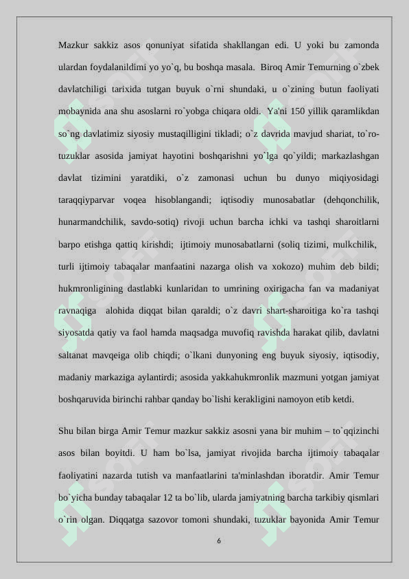 Amir Temur davlatada hokimiyatni amalga oshirish usullari hamda xalq hokimiyatchilish masalalari 6
