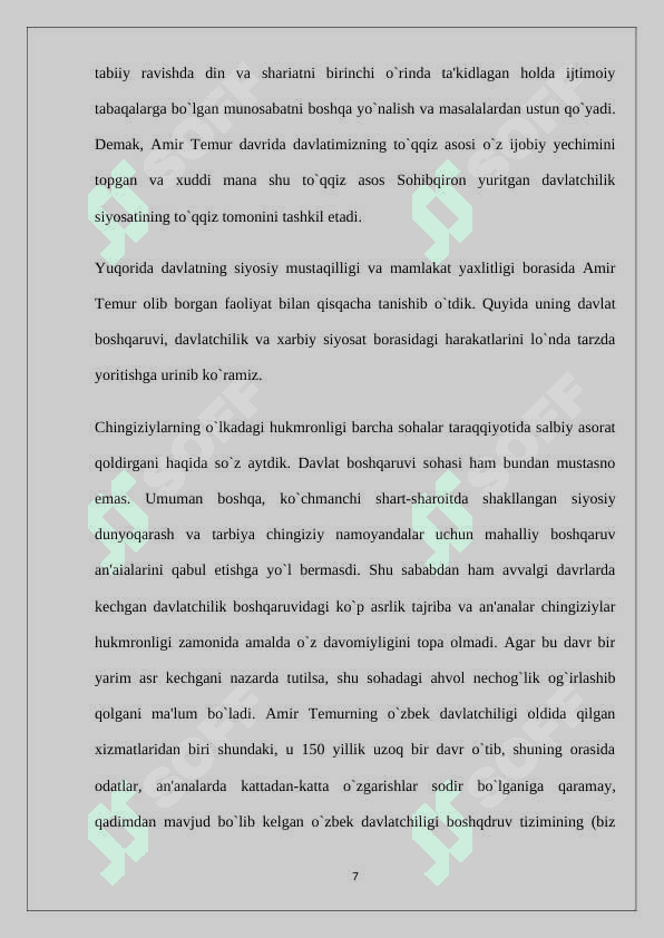 Amir Temur davlatada hokimiyatni amalga oshirish usullari hamda xalq hokimiyatchilish masalalari 7