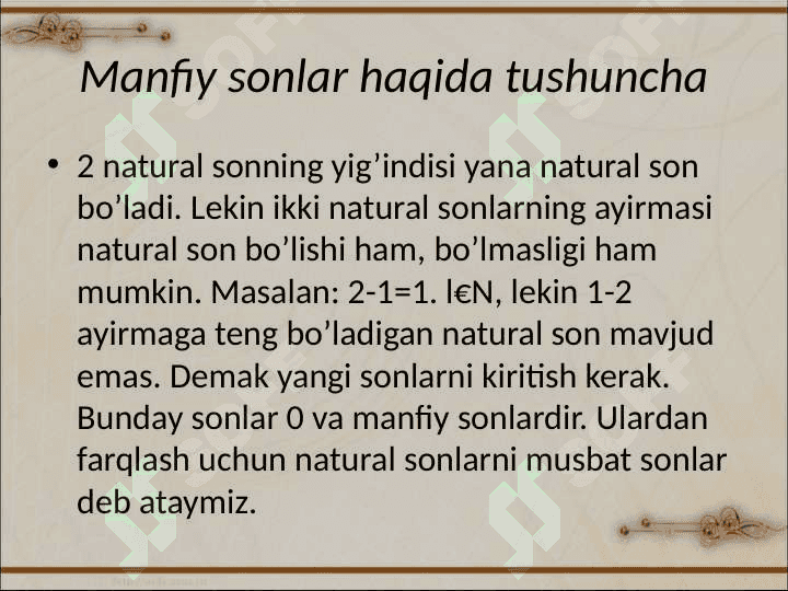 Manfiy son va kasr tushunchasining vujudga kelishi haqida tarixiy ma’lumot 2