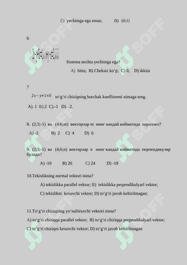 Matematik programmalashtirish-test 2