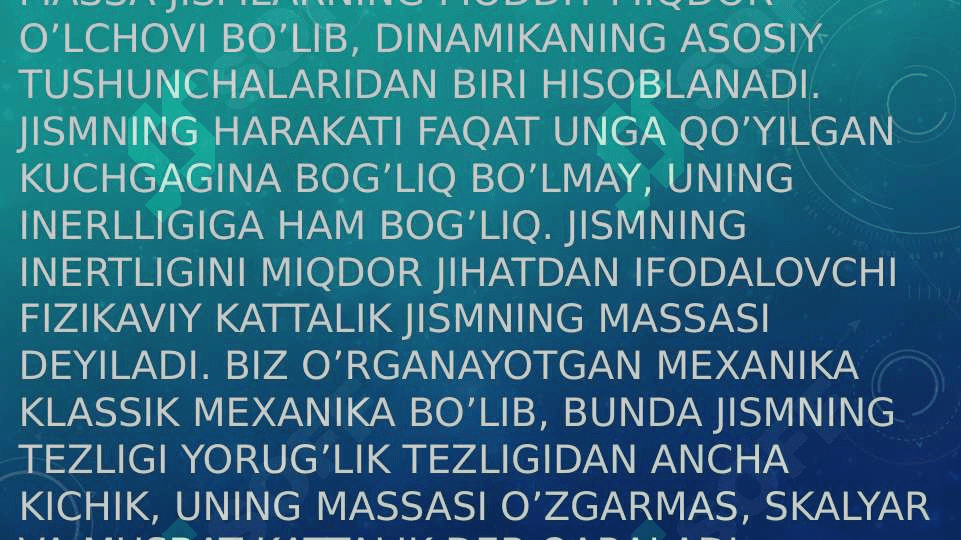 Dinamikaning ikki asosiy masalasi tebranma harakatni o'rganish 2