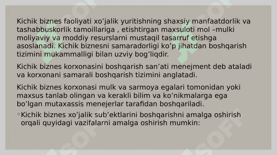 Kichik beznis Korxonalarini boshqarishni òziga xos xususiyatlari pptx 3