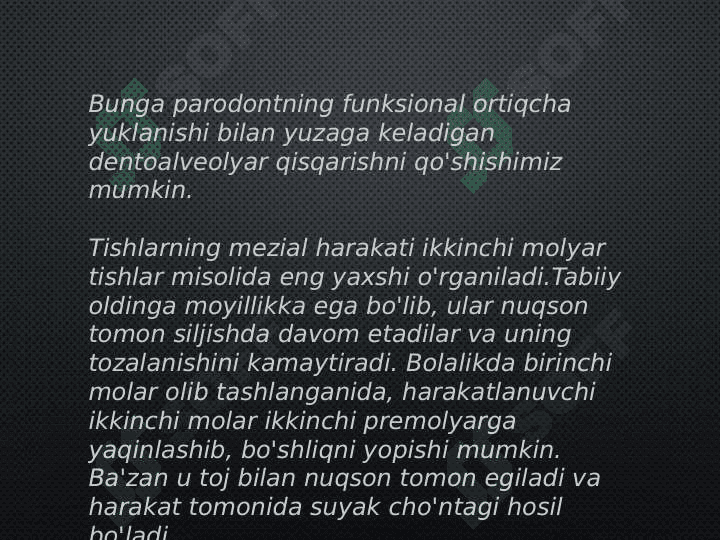 Tish qatori deformatsiyalarini Gavrilov 
va Ponomaryova bo'yicha tasniflari 8