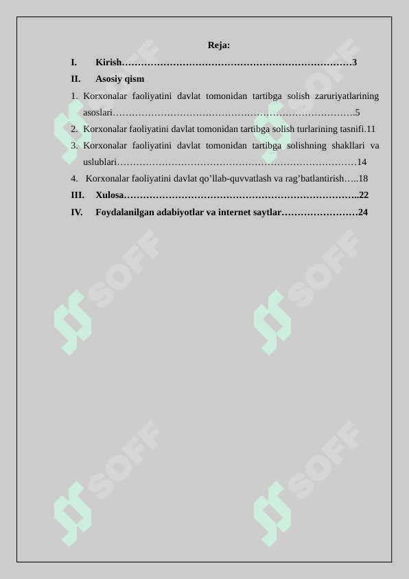 Korxona faoliyatini davlat tomonidan tartibga solish va qo'llab quvvatlash 2