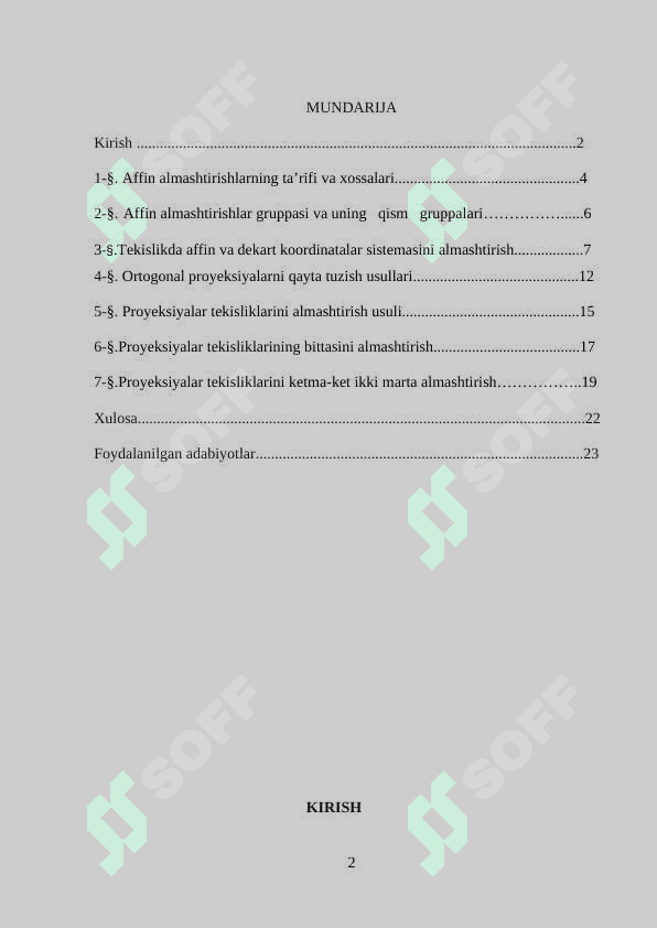 Affin va ortogonal almashtirishlar 2